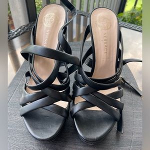 Versace Black High Heels. Worn once. Real Leather. Outstanding quality